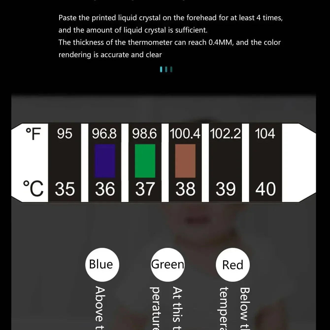 Termometro per testa sulla fronte Termometro flessibile riutilizzabile per acqua e latte Febbre Corpo Adesivo per temperatura per test per bambini e bambini