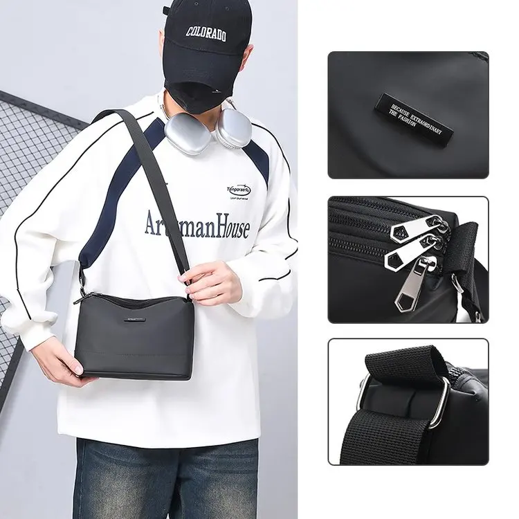 Male Popular Casual Versatile Personality Multi-Layer Simple Commuting Single Shoulder Crossbody Messenger Bag