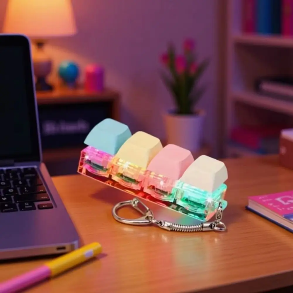 Stress Relief Portable Fidget Keyboard Colorful Acrylic 4 Keys Stress Relief Fun Anti-Anxiety Clicker Keyboard Travel