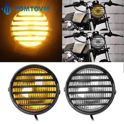 6inch Retro Motorcycle Headlight 35W Halogen Bulb Motorbike HeadLamp Round Mesh Grille Spotlight Universal For Harley Chopper