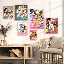 Anime S-Sailor M-Moon Vintage Posters Sticky Vintage Room Home Bar Cafe Decor Kawaii Room Decor