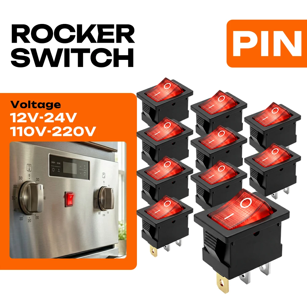 FILN 3PCS KCD1 6A Rocker Switches On/Off 3 Pin Waterproof Toggle Switch 12V-24V 110V-220V for Car Boat Truck Industrial Control