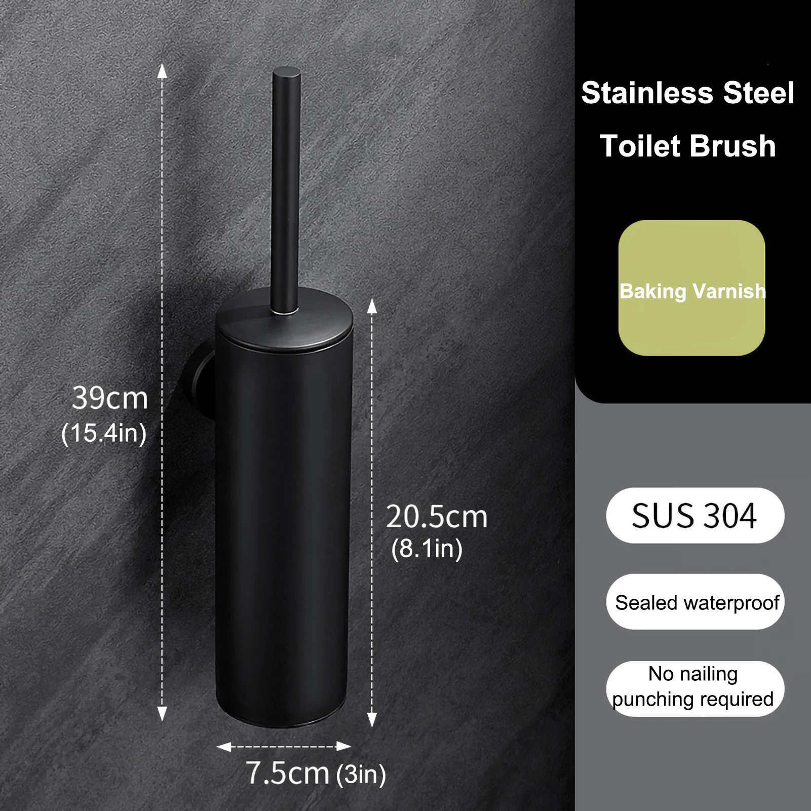 Wall-Mounted Toilet Brush Durable 304Stainless Steel Bathroom Toilet Brush Vertical Cleaning Brushes for Wc Bathroom Accessories