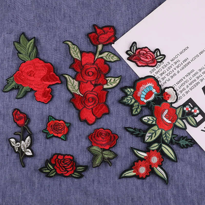 

Нашивка с вышивкой розы, железные нашивки, вышитые нашивки для одежды для детской одежды, нашивка для спортивной обуви, аниме, гладильная нашивка для детей