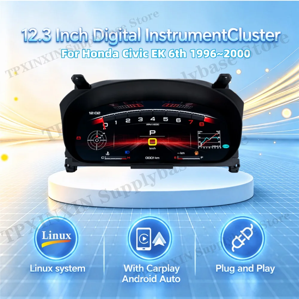 Steering Wheel Control For Honda Civic EK 6th 1996~2000 Aftermarket Digital Dashboard LCD Dashboard Speedometer Virtual Cockpit