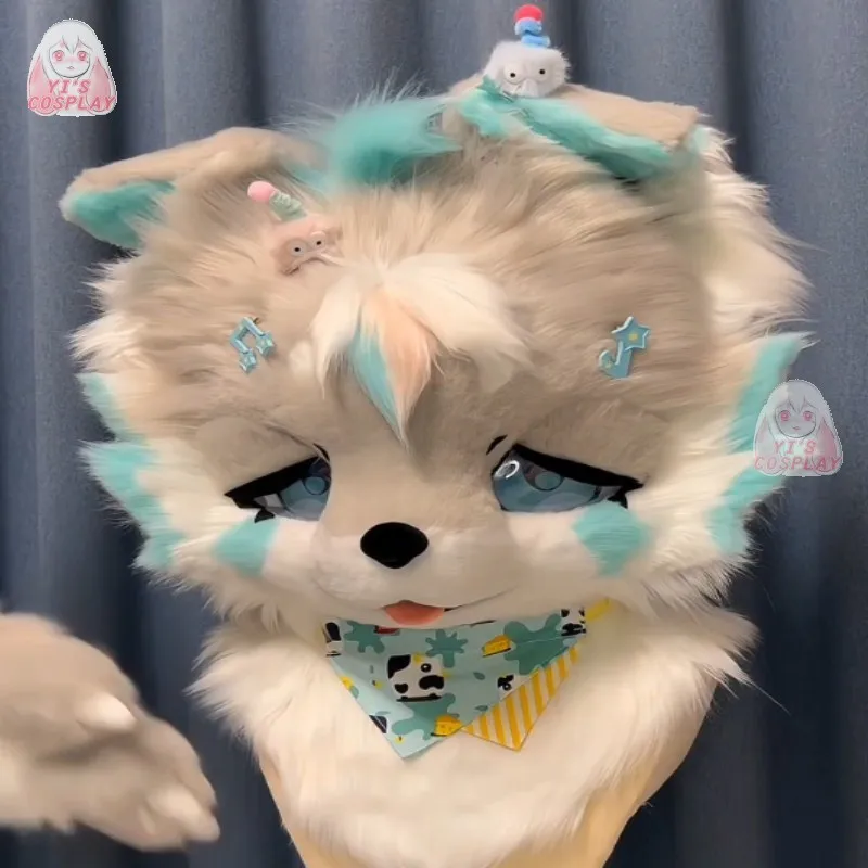 

Yis cosplay Custom Furry head Kigurumi Head Cosplay Kemono Fursuit Handmade Headsets Beast Customized Fursuit Kemono Head