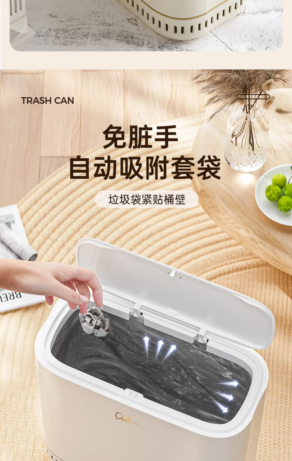 Cubo de basura estrecho y delgado con tapa de apertura a presión, cesto de basura para baño, cesta para toallas sanitari