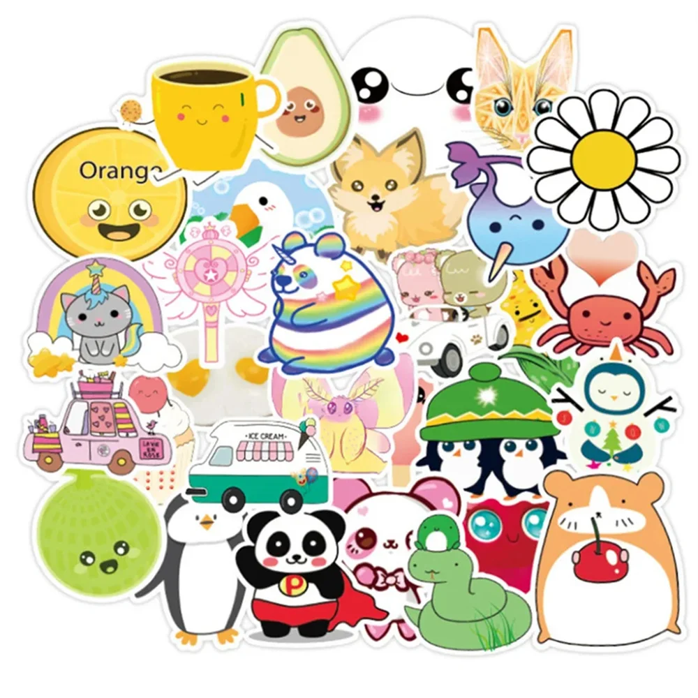 10/30/50PCS Cartoon Fresh Stickers Series Orange Fruit Graffiti Helmet Motorcycle Helmet Notebook Water Cup Decoration Wholesale