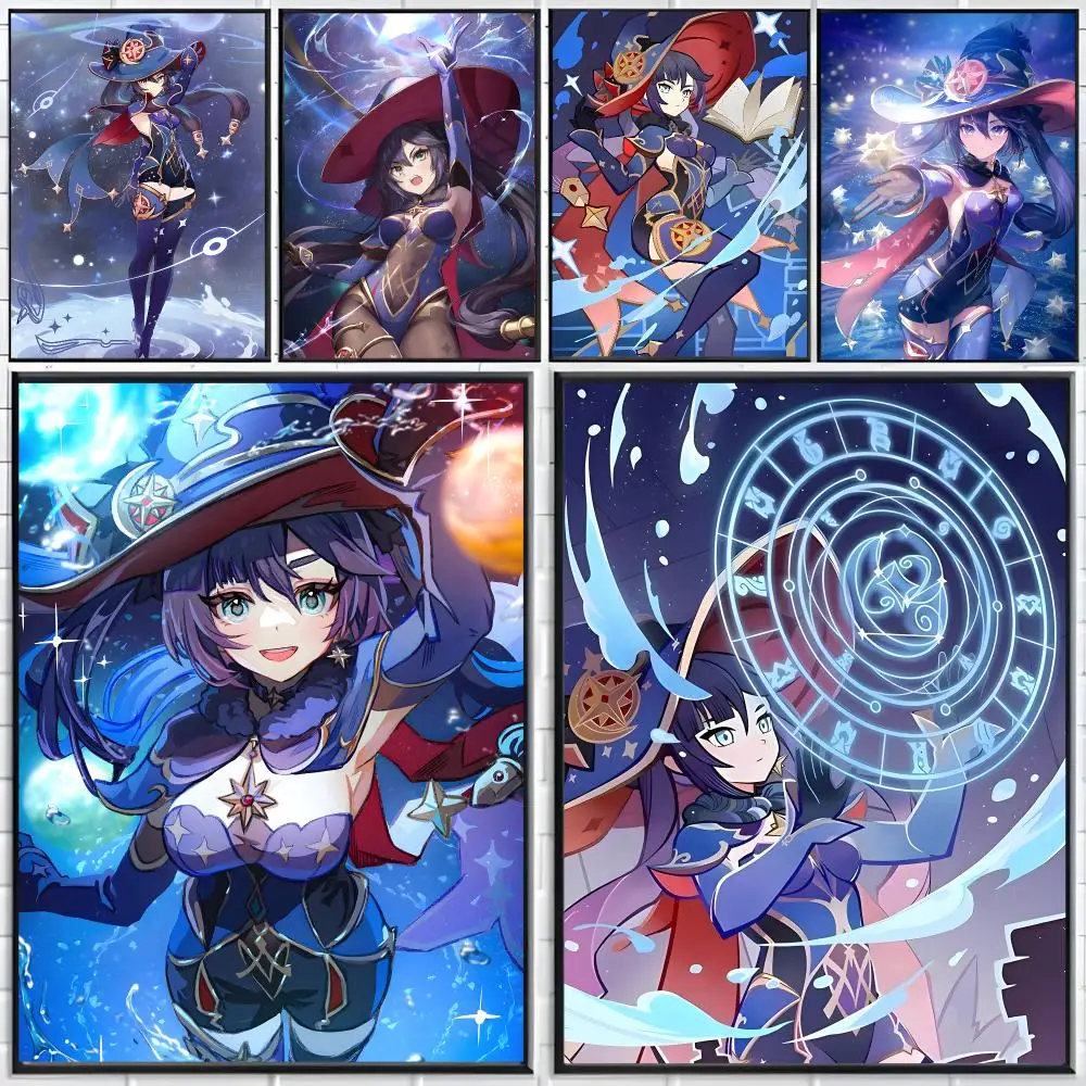 Hot Game G-Genshin I-Impact M-Mona Charming Poster Distinct Home Decor Concepts Chic Indoor Art Pieces