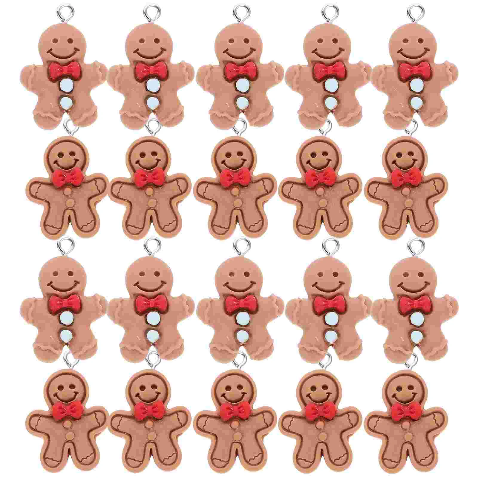 20 Pcs Gingerbread Man-shaped Decors Earrings Pendants Decorate Adorable Accessories Resin Charms Handmade