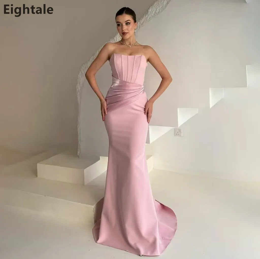 

Eightale 2024, розовое вечернее платье без бретелек с русалкой, свадебное платье для выпускного вечера, вечернее платье в Дубае по индивидуальному заказу