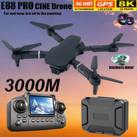 E88 Pro 8K HD Wide-Angle Camera Drone 2.4G WiFi FPV Foldable RC Quadcopter with Height Hold for Kids Adults Outdoor Travel Black