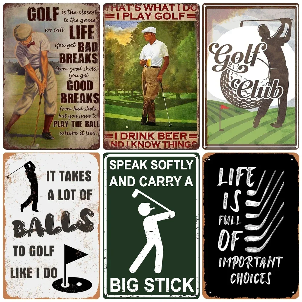 Vintage Golf Life Metal Wall Art Playing Golf Pin Up Girl Tin Sign Retro The Golf Father Decoration Club Home Decor 8x12 inch