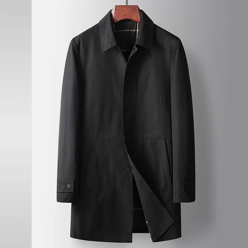 Gabardina de alta calidad para hombre, chaqueta informal lisa de estilo inglés, abrigos sin planchado para exteriores, Primavera