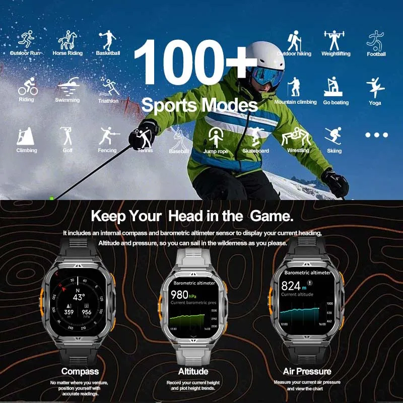 2025 New For HUAWEI GPS Smart Watch Men 10ATM IP69K Waterproof BT Call Compass Altimeter Barometric 1.96" AMOLED Smart Bracelet