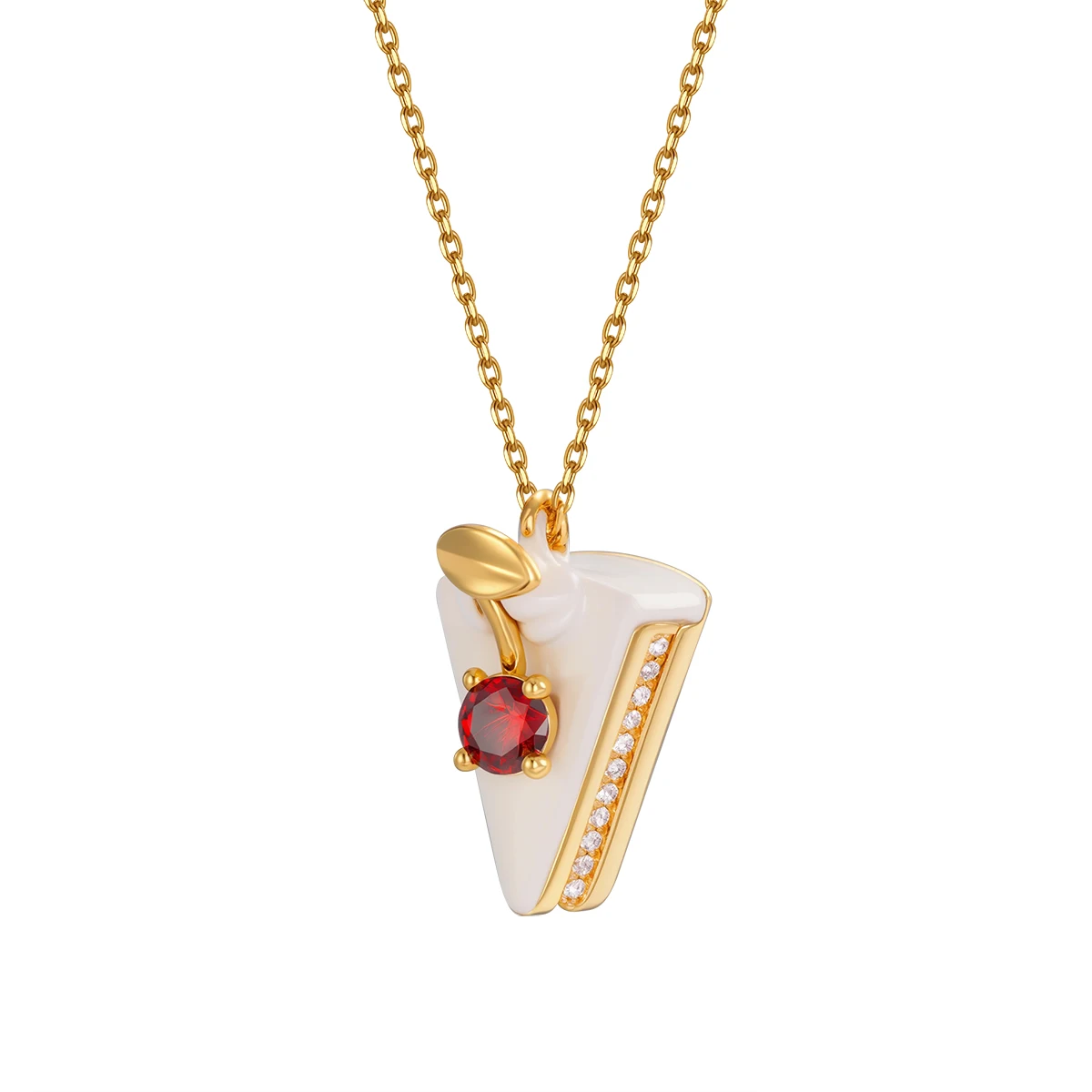 1Pc Fashion Luxury Enamel White Triangular Cake Pendant Necklace For Women Sweet  Elegant Party Jewelry Halloween Gifts