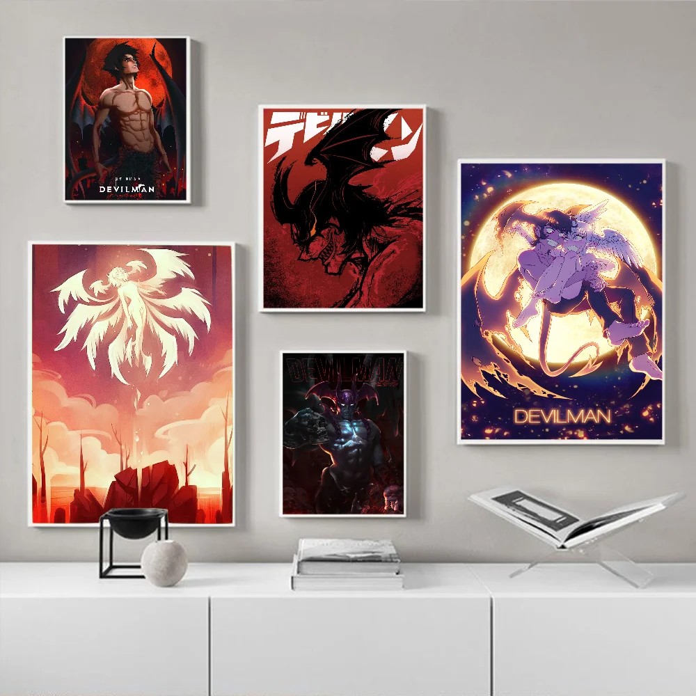 Anime Devilman Crybaby Movie Sticky Posters Vintage Room Bar Cafe Decor Nordic Home Decor