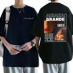 Singer Ariana Grande Yes and Music Album Double Sided Print T-shirt Men Women Fashion Oversized Tshirt Male Casual Cotton Tees