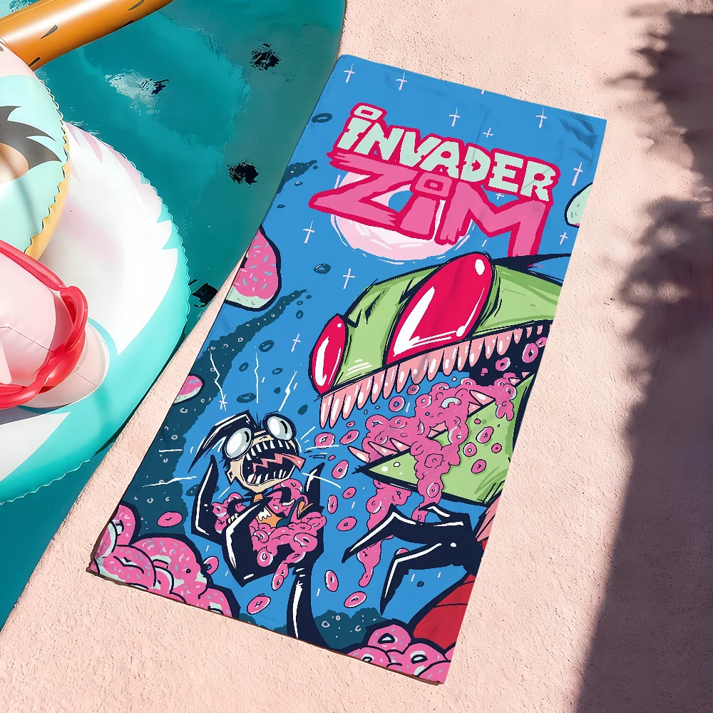 Funny Cartoon I-Invader Zim Towel Soft Pool Gift For Travel Gym Shower Camping Quick Dry Sports Large Beach Towels