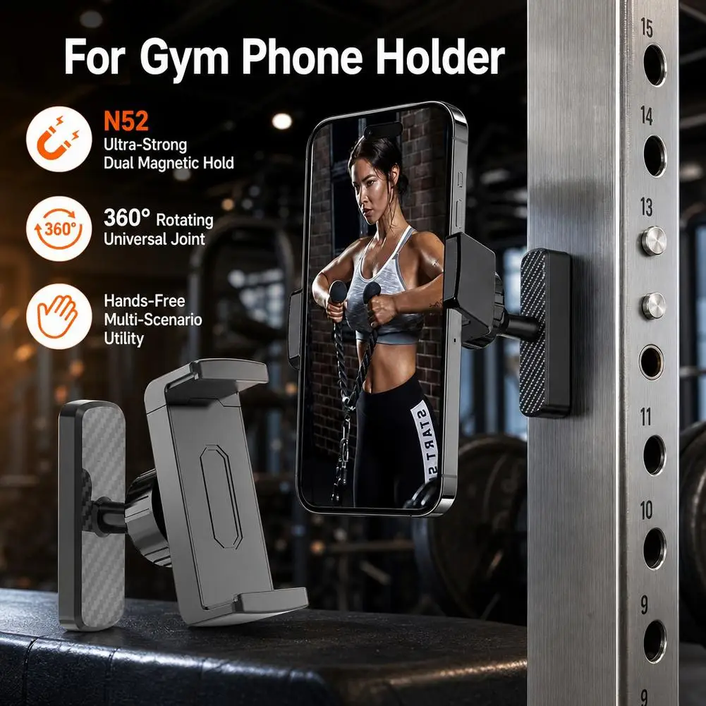 Magnetische Handyhalterung für Fitnessstudio 360 ° Rotierbarer Universeller Handyhalter für Freihändige Nutzung im Fitnessstudio, Auto, Küche und anderen Bereichen – Detail 2