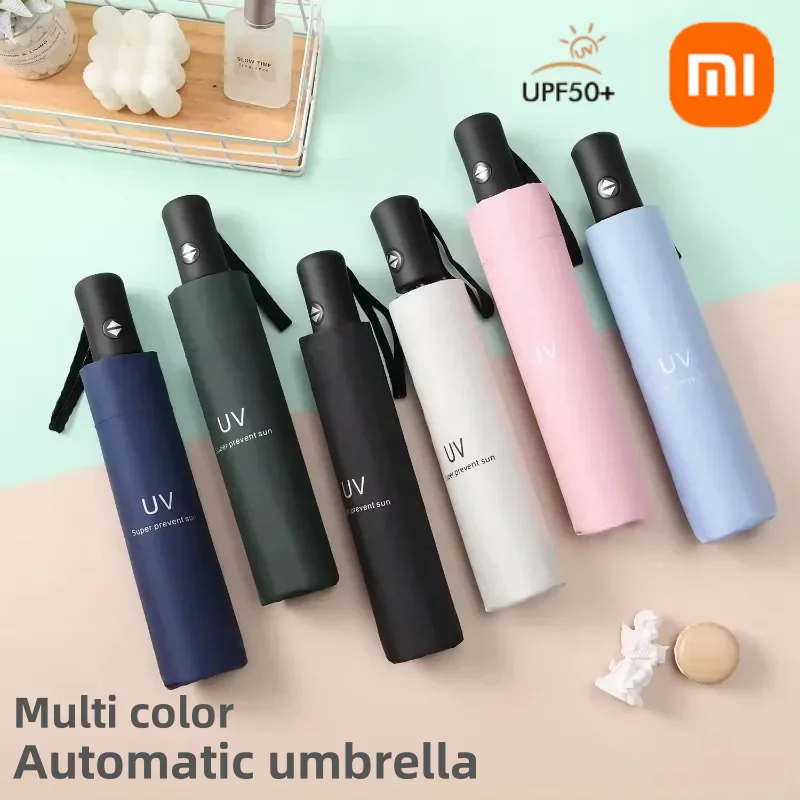 Xiaomi Mijia Automatic Umbrella Anti UV Rain Sun Folding Ultraviolet-proof Reinforce Black Glue Windproof Large Size Travel New