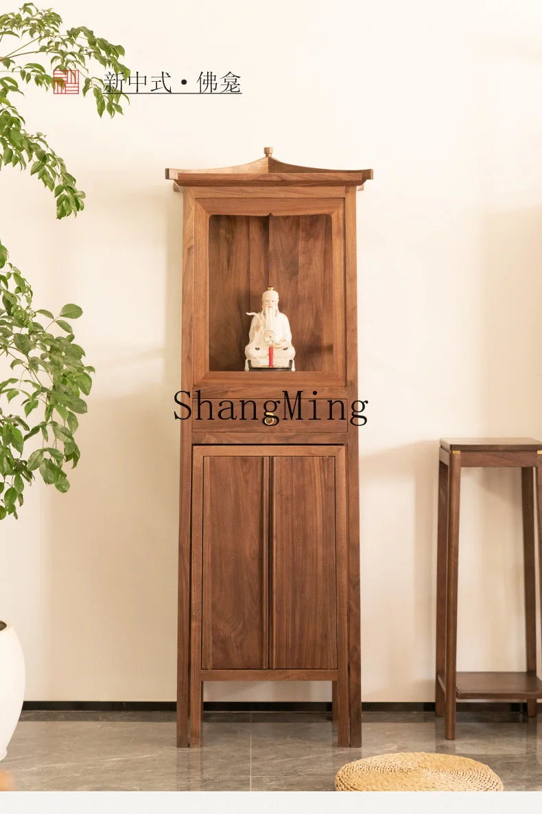 HJ Buddhist niche New Chinese vertical cabinet God of Wealth Shentai cabinet Guanyin solid wood Buddhist platform household