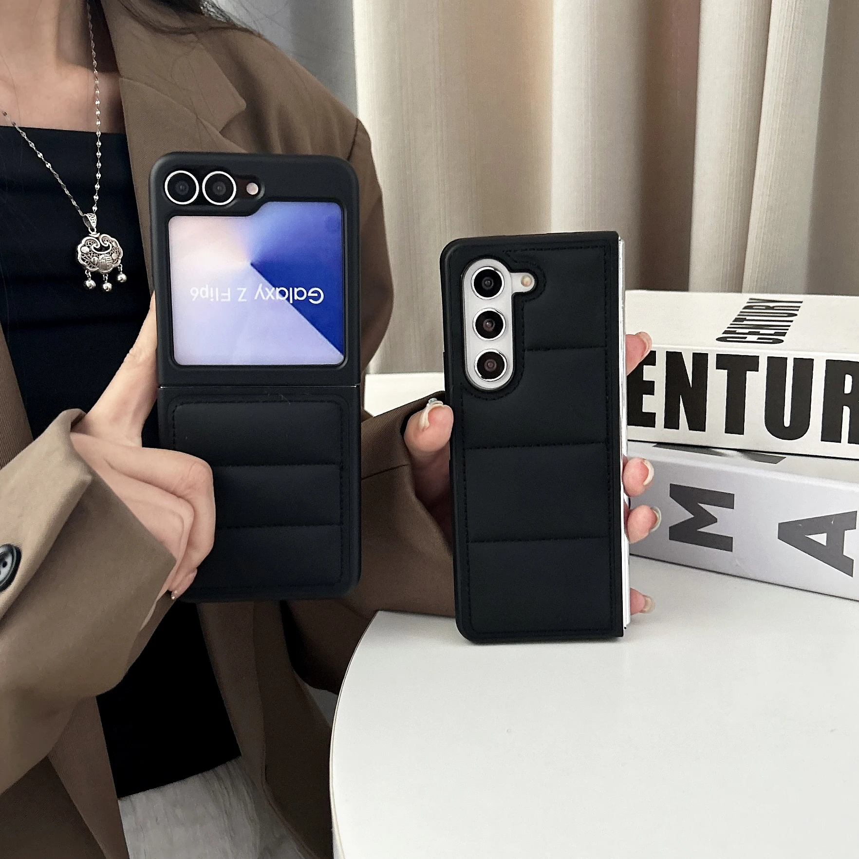 The Puffer Soft Touch Phone Case for Samsung Galaxy Z Fold 7 6 5 4 Cotton Filled Down Jackets Cover for Galaxy Z Flip 4 5 6 7