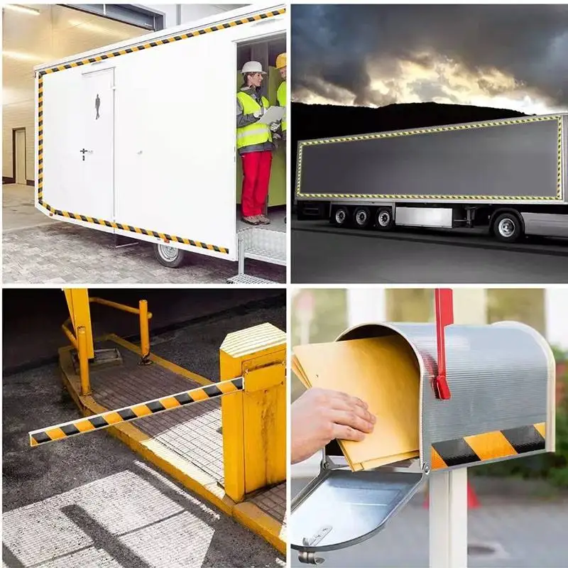 Black Yellow Caution Reflective Tape Car Reflective Sticker Outdoor Floor Safety Driveway Vehicles Trailers Boats Warning Tape