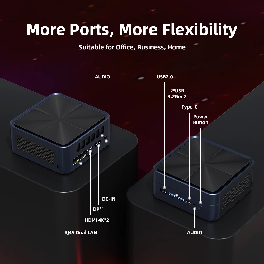 미니 PC AMD 라이젠 7 7735HS 7840HS 8745HS 2* DDR5 32GB NVMe 듀얼 LAN 2.5G 2* HDMI DP WiFi6 BT5.2 4K 4 디스플레이 AI PC 게이밍 썸네일 5