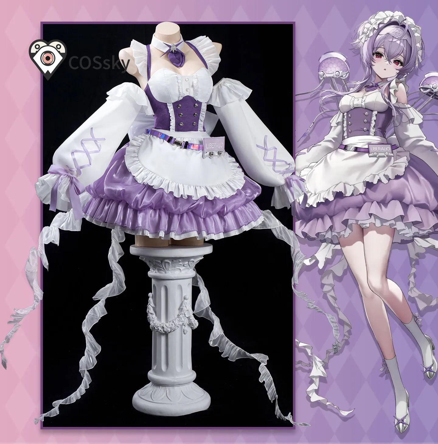 

Liberalio Coffee shop maid dress Cosplay Costume Game NIkke Lolita dress prop Halloween party women sexy Liberalio new uniform
