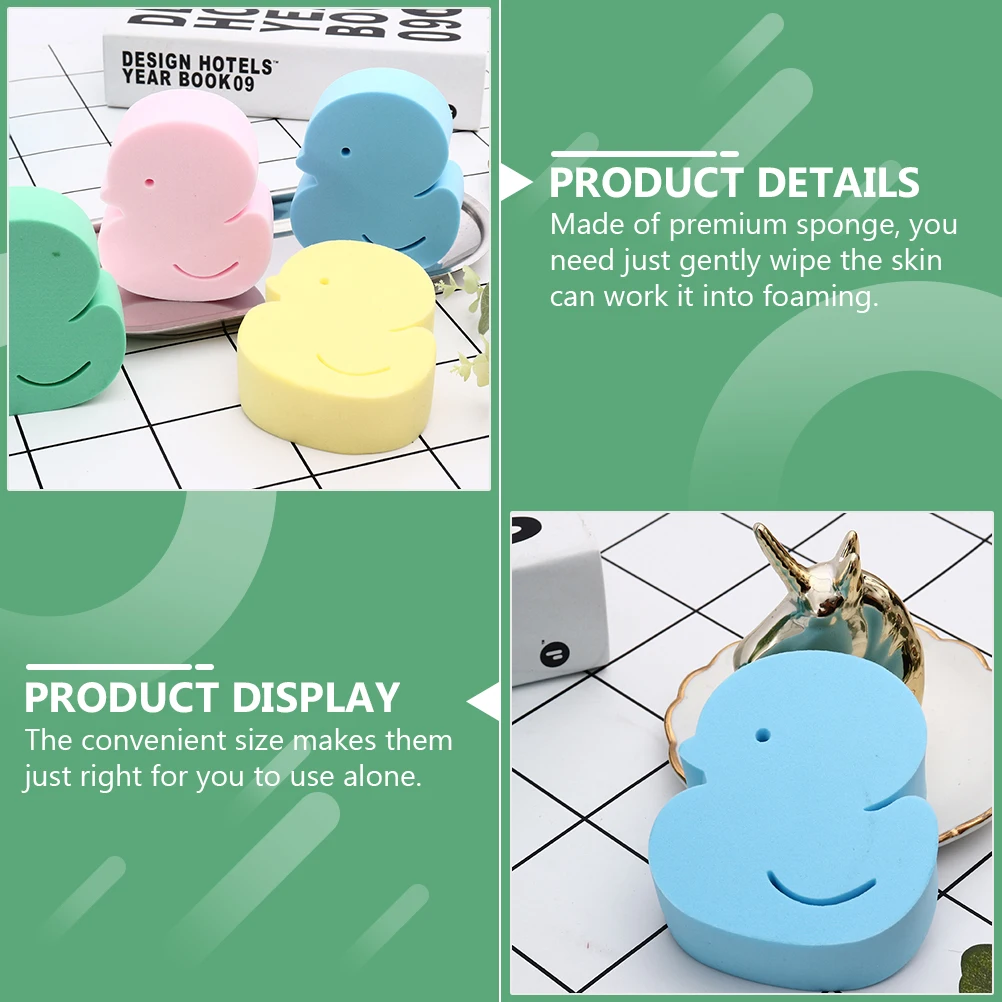 

4pcs Cartoon Bath Sponges Lovely Shower For Infants Premium Sponge Bathing Exfoliating Gentle Body Scrub Cute Duck Shape Bath