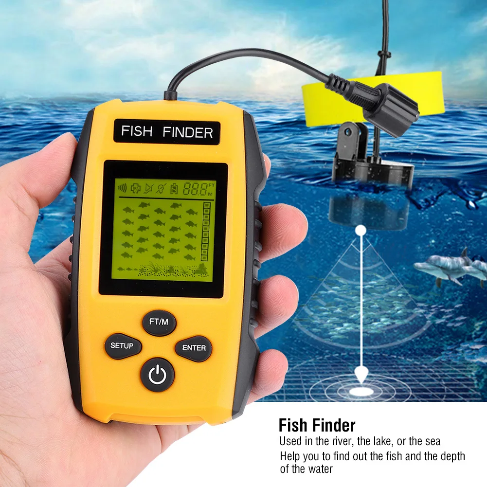 LCD Fish Finder Portable Fishfinder 100M Portable LCD Fish Finder with Sonar Sensor Fishing Accessory TL88E Sonar Fish Finder