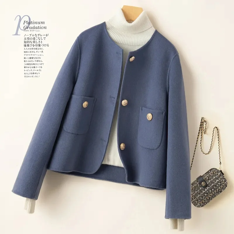 

Осенне-зимнее модное новое женское элегантное кашемировое пальто, короткое стильное однобортное шерстяное теплое пальто с длинными рукавами