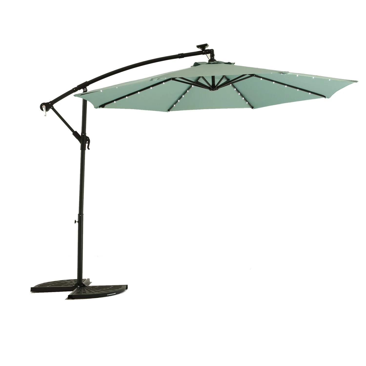 10ft Solar LED Offset Hanging Market Patio Umbrella ( Light green )