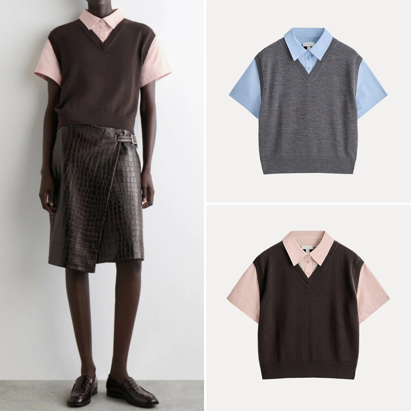 

Faionable Merino irt Vest 2025 Autumn New Women's Sle Z Casual ort Sve Turn-down Collar Regular Thin