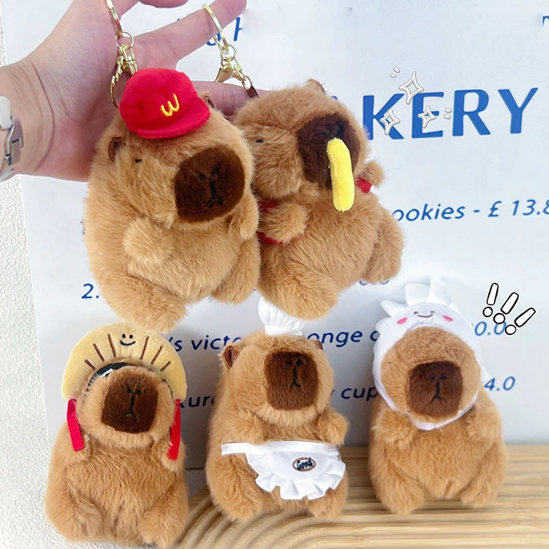 Cute Cartoon Capybara Plush Doll Toy Keychain Pendant Backpack Hanging Ornaments Gift