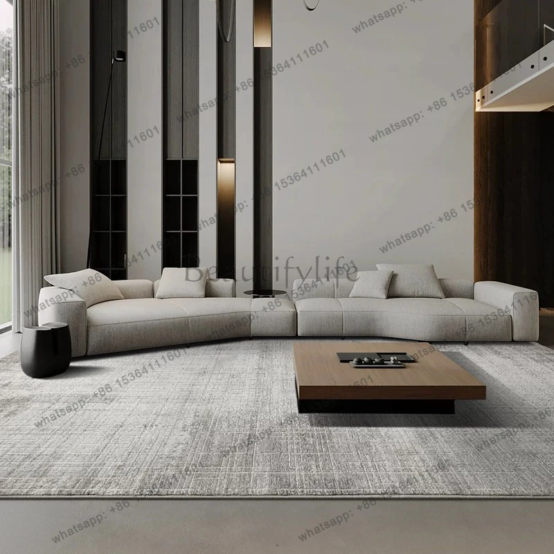 Italian simple light luxury living room fabric leather sofa combination villa B & B hotel rest area curved sofa