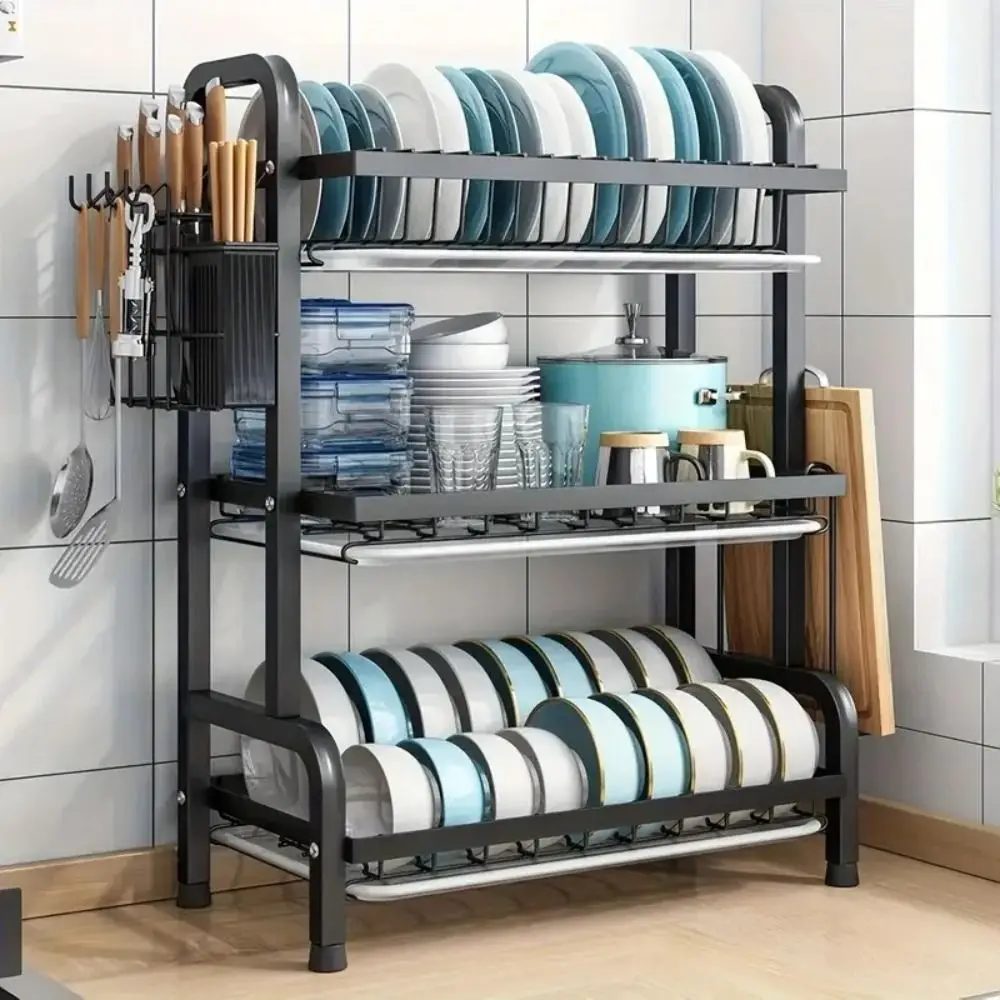 

Multi-layer Structure Countertop Kitchen Storage Rack Stable Structure Compact Design Multifunctional Utensil Holder