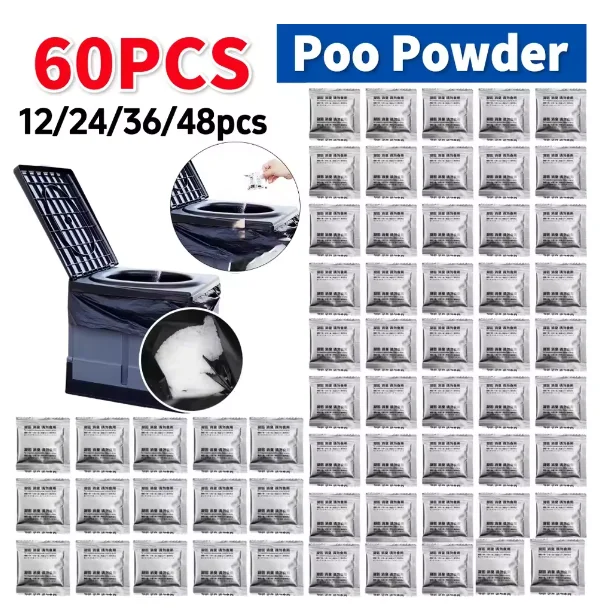 60-12Pcs Camping Toilet Powder Liquid Waste Gelling Deodorizing Powder Eco Absorbent Gel for Camping Toilet for Portable Toilet