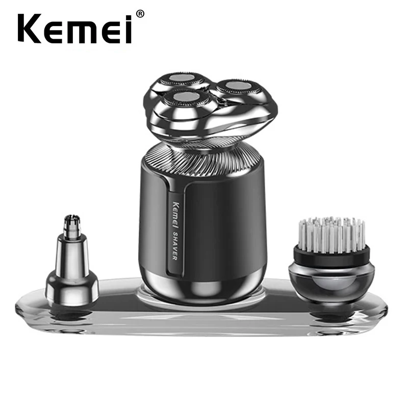 

Kemei Electric Mini Shavers Cordless Rechargeable Portable Razor Nose Beard Hair Trimmer 3 in 1 Waterproof Men Grooming Kit Gift