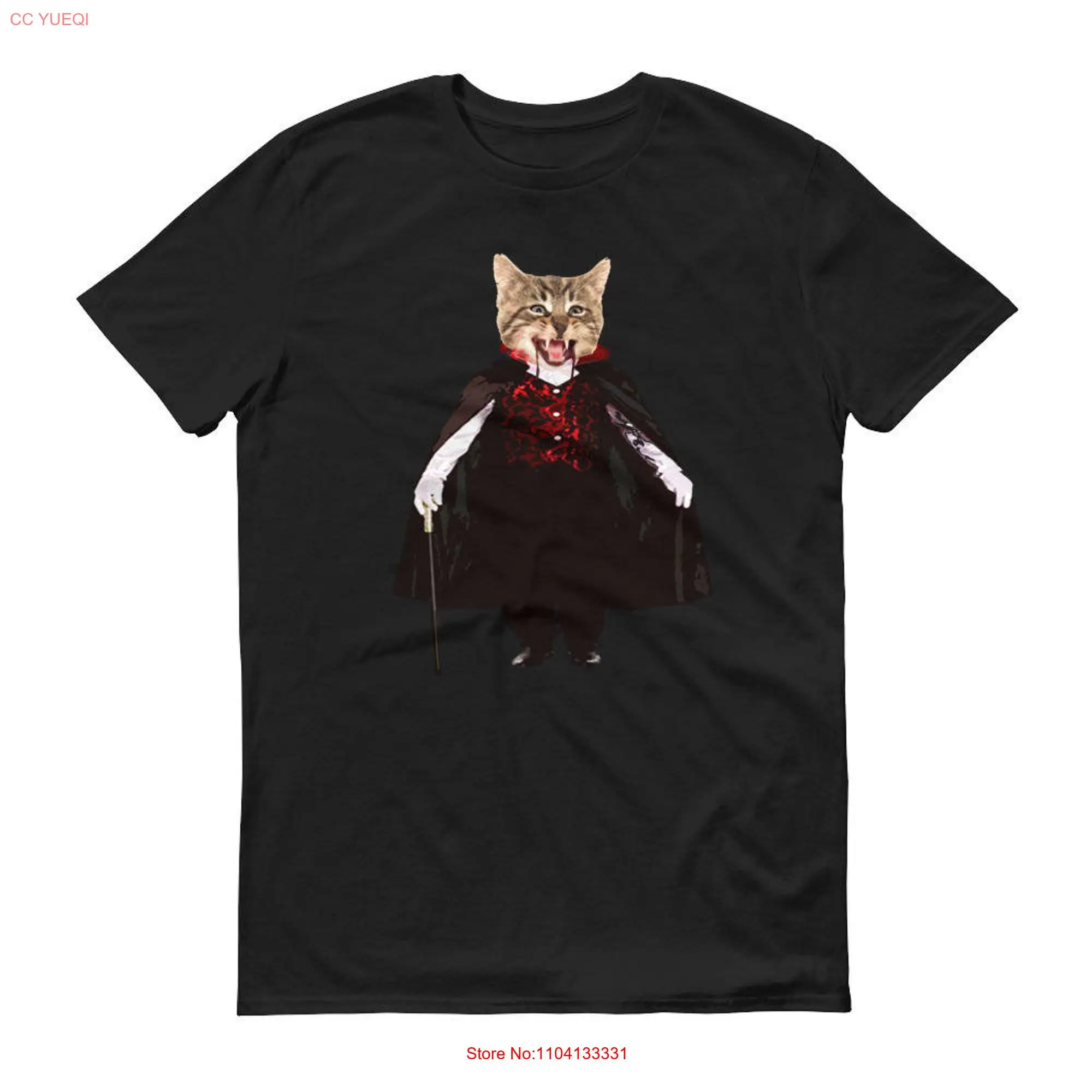 Catcula Meowcula Cat Dracula Funny Halloween T Shirt long or short sleeves