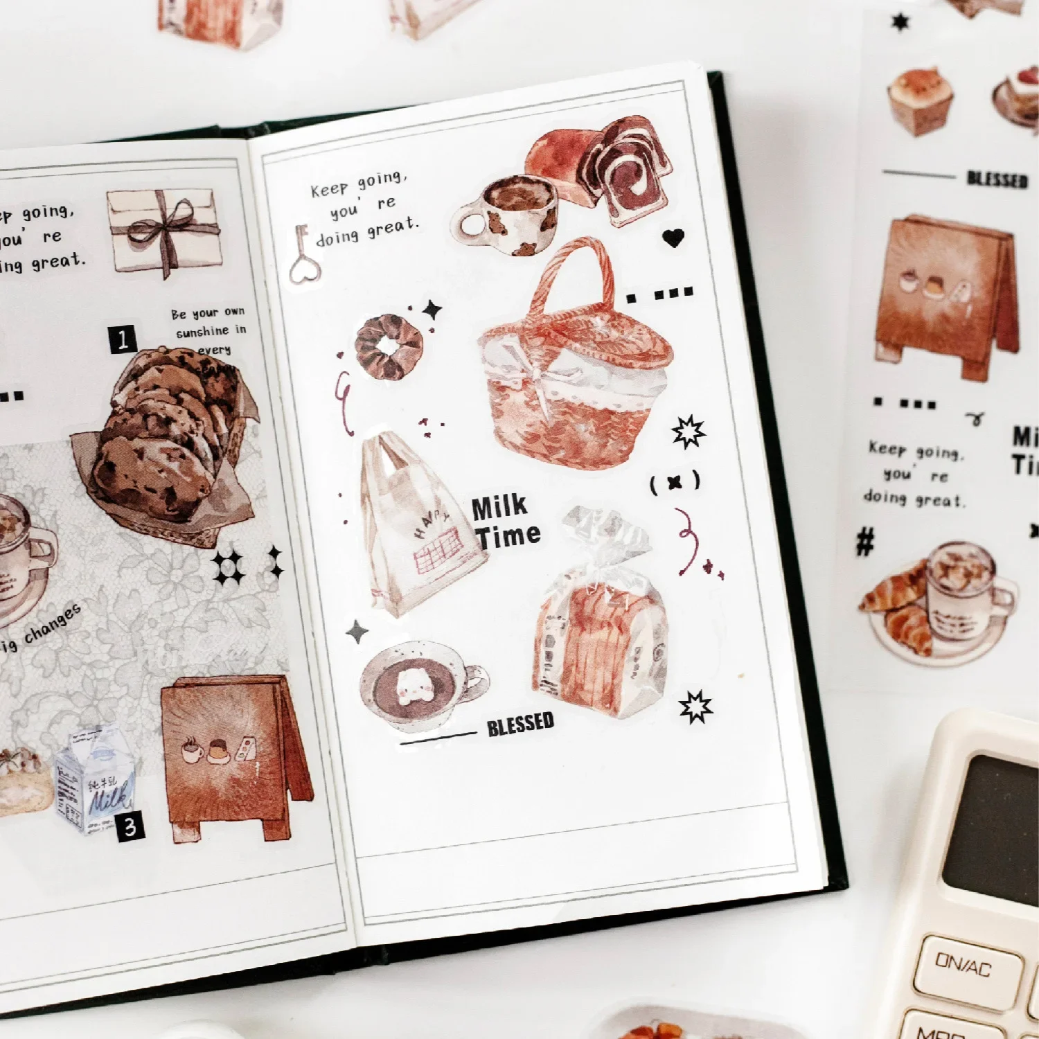 4Pcs INS Life Flat Account Stickers Tea Time Series Journal DIY Decoration Supplies 6 Styles Kawaii Stickers