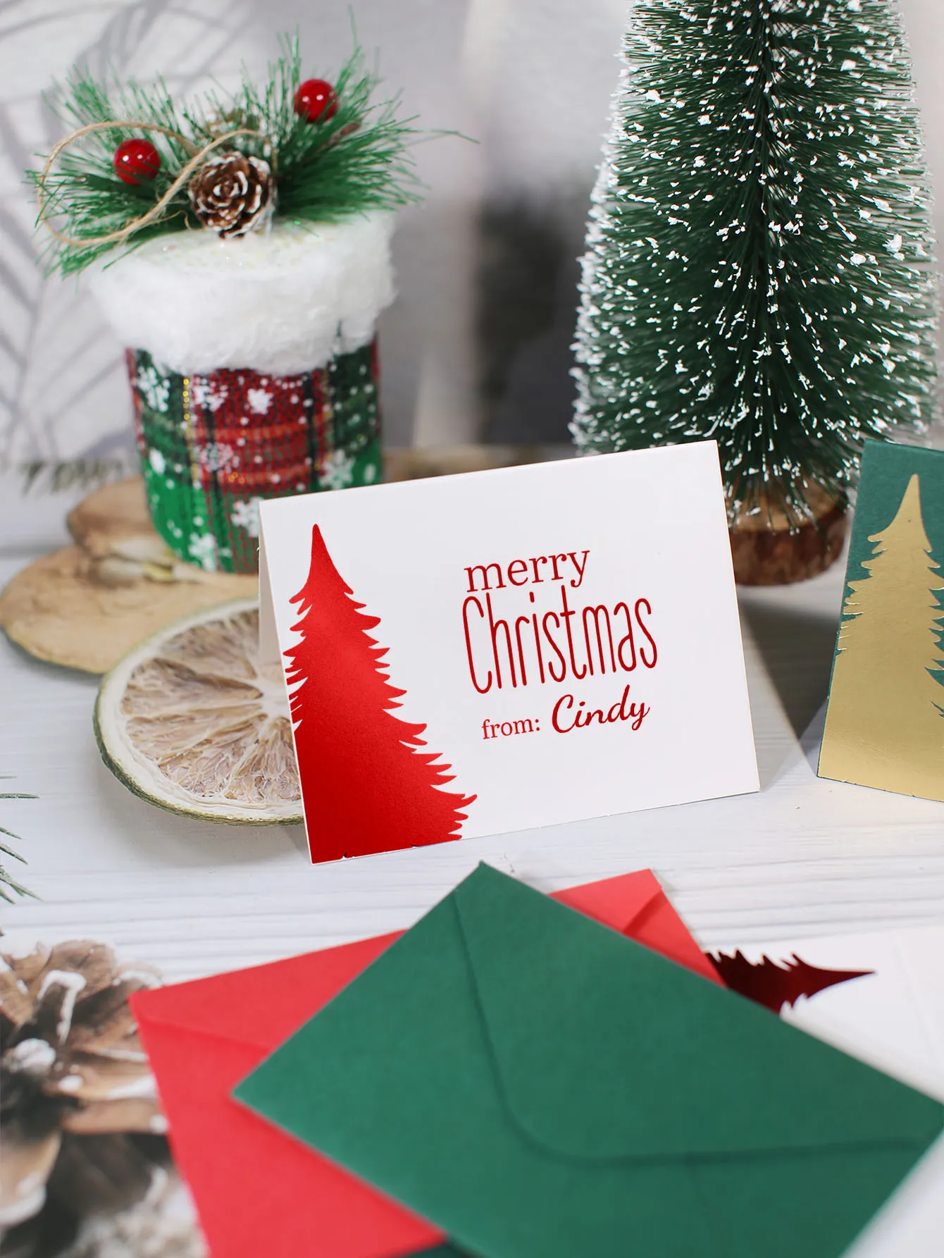 

Персонализированная рождественская открытка с конвертом в сочетании с индивидуальным именем праздничная рождественская открытка, подходит для транспортировки благословений.