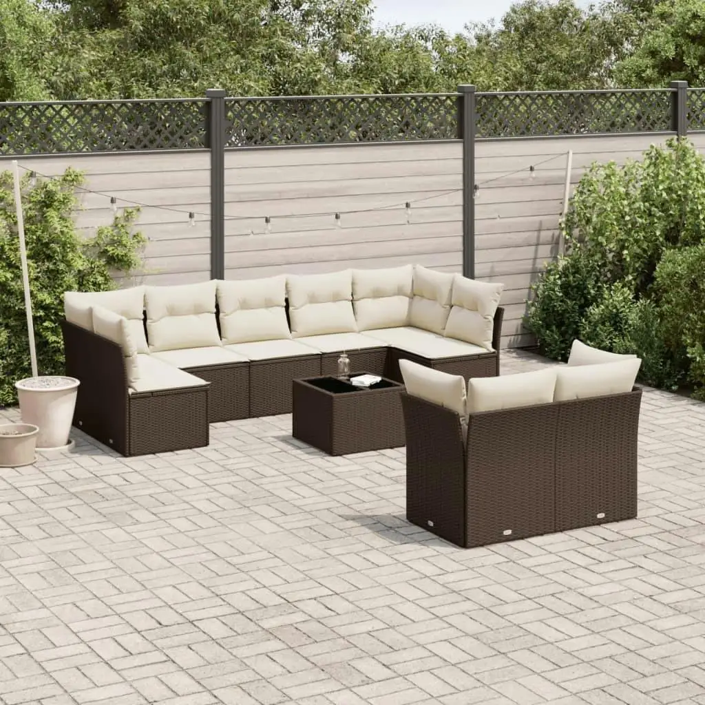 

Brown PE Rattan Garden Sofa Set with Large Removable Covers for Outdoor Comfort and Style