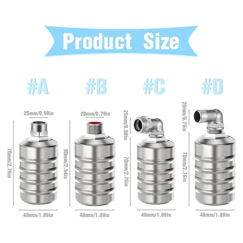 A81M New 2Pcs Fully Automatic Water Level Control Float Valve, Water Level Controller For Water Tank