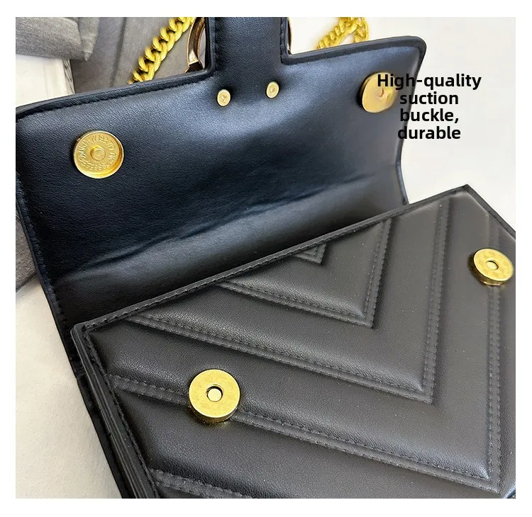 Damen Niche Französische Gesteppte Kettentasche Neuankömmling Umhängetasche Schulterhandtasche – Detail 5