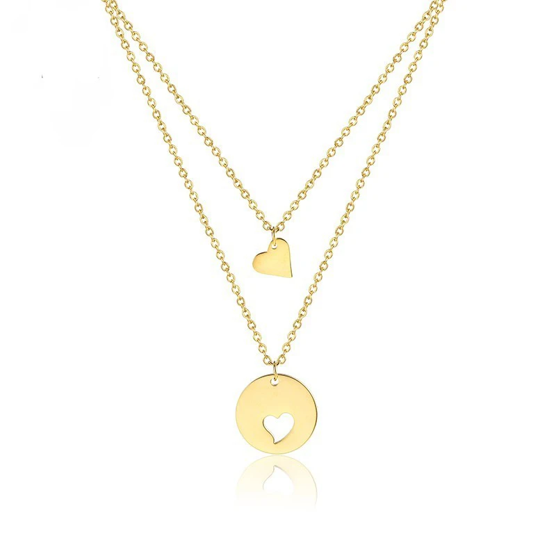 Mother Daughter Heart Stainless Steel Double Layer Piece Of My Heart Sisters Mothers Day Pendant Necklace Gift Mom