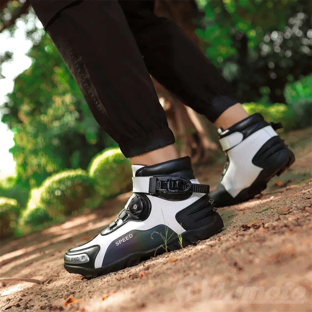 

-for Motorcycle Riding Microfiber Leather Ankle Boots Street Motorbike Racing Shoes Motocross Biker Touring Ankle Boots Men