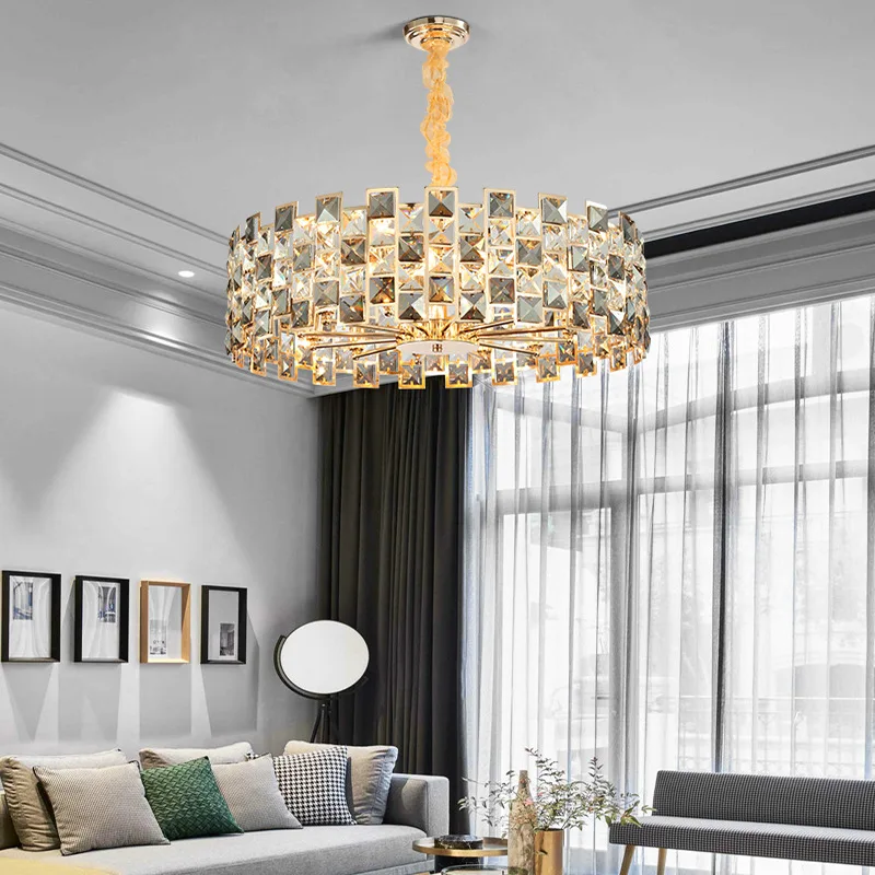 Imagem -05 - Candeeiro de Teto de Cristal Lâmpada Pingente de Ouro Luminárias de Sala Decoração de Iluminação de Luxo Novo Design 2023