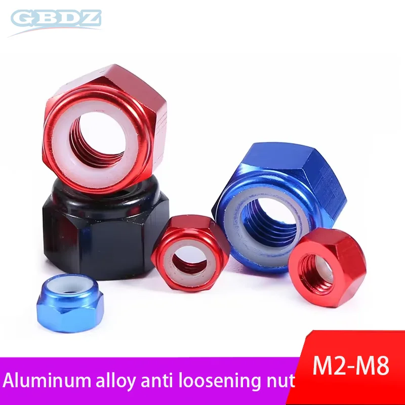 

High Strength Aluminum Lock Nuts M2-M8, Nylon Patch Screw Nut, Anti-Loose for Machinery, Auto, Electronics